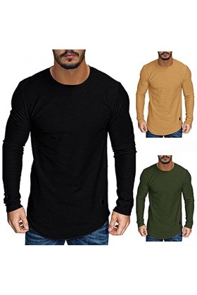 T-shirt fin à manches longues et col rond pour homme - Baselayer - Style rétro - Imprimé - Manches longues - Fonctionnel - Te