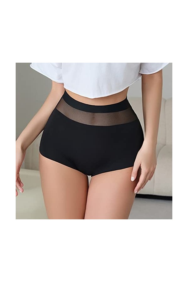 LDadgf Tangas à rayures taille haute personnalisé bikini invisible string personnalisé femme sous-vêtements culotte coton str