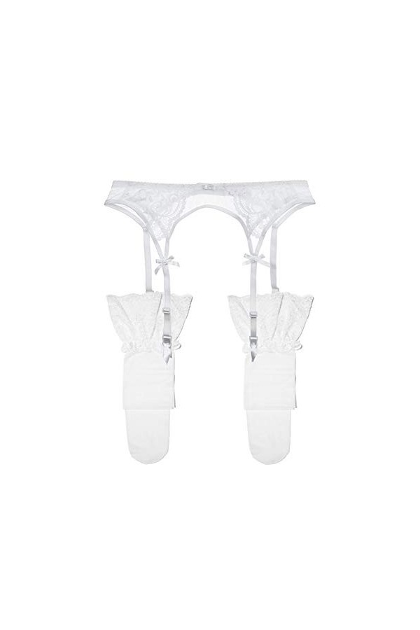 Pince-Jarretelles en Dentelle pour Femmes avec Porte-Jarretelles et Bas