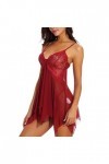 Lingerie Sexy, Femme Nuit Ensemble sous-Vêtements De Sexy À Bretelles Nuisette Body Érotique String Ouverte Zippé Latex Homme