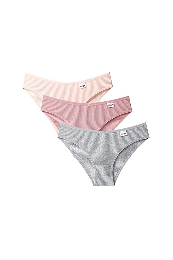 liaddkv Culotte Bikini Sexy Femme Culotte 3 Tangas Slips Sous-vêtements Lingerie Seins Libre, gris, L