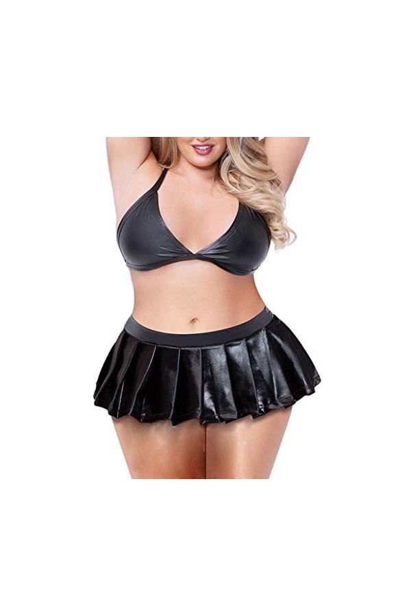 Lingerie Femme Sexy Ensemble Homme Sexy Hot y27k Sexy Women Lady Leather V-Neck Plus Taille Soutien-Gorge Mini Jupe Lingerie 
