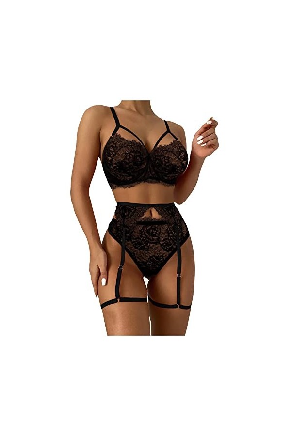 liaddkv Lenceria Extreme Sexy Lingerie New Luxury Sexs Noir Femme Sexy Jarretière Lingerie Sex Soutien-gorge et Culotte Set G