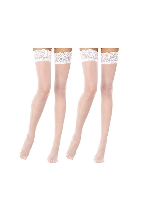 Lidogirl Bas de contention avec dentelle sur le dessus en silicone antidérapant, LR-Noir, taille unique