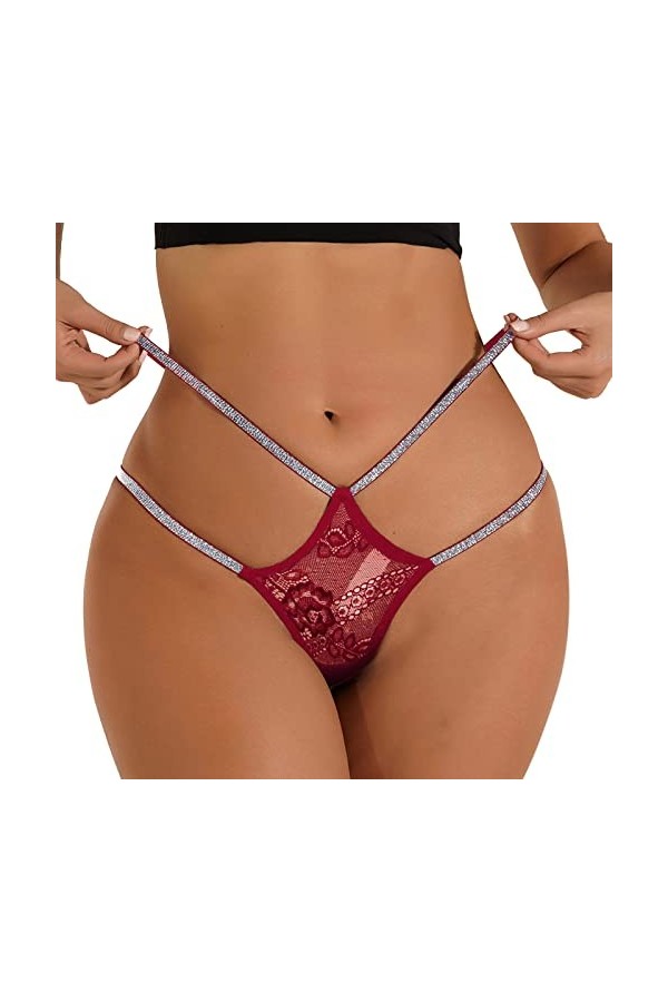 Strings et Tangas en Dentelle Femme String Sexy Grande Taille T Back String Thong Lingerie Confortable Dentelle Lingerie Sexy