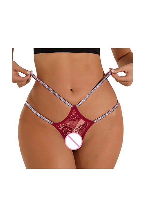 Strings et Tangas en Dentelle Femme String Sexy Grande Taille T Back String Thong Lingerie Confortable Dentelle Lingerie Sexy
