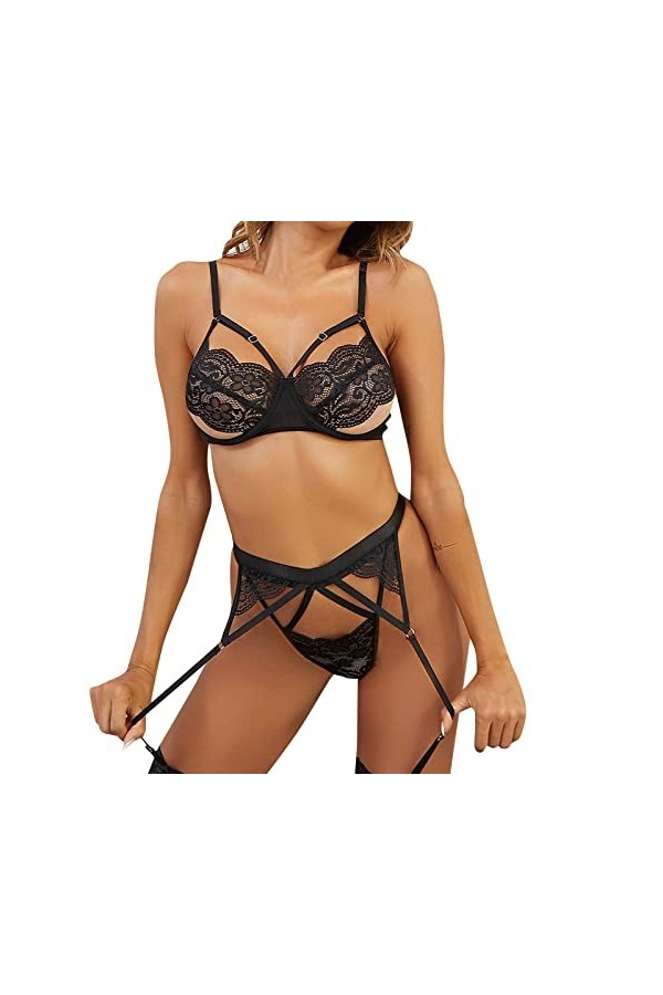 Nuisette Sexy Femme Grande Taille Lenceria Extreme Sexy Dessous New Luxury Sexs Noir Couleur Femmes Sexy Jarretière Lingerie 