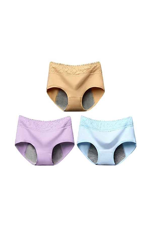 Culottes Menstruelles Femme Taille Mi-Haute Culotte Coton Ultra Minces Lingerie Stretch Boxer Fit Douce Slips Absorbante Tent