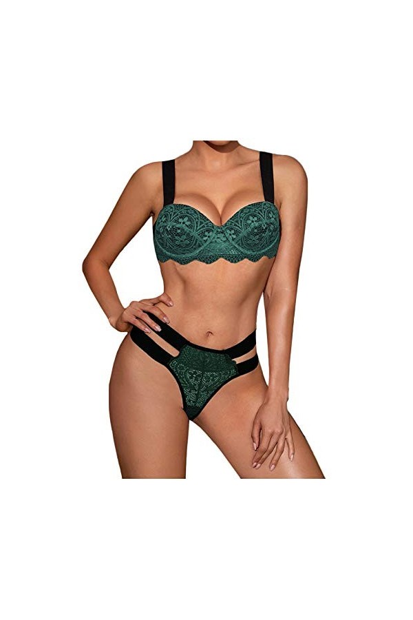 Vêtements De Nuit Femme Erotique Ensemble Soutien Gorge et String 2 Pièce Lingerie Sexy Ensemble Dentelle sous-Vetements Sexy