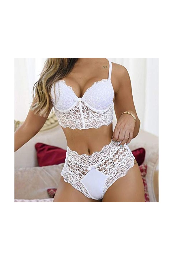 Lingerie Sexy Ensemble Femme 2 Pièce sous-Vetements Dentelle Vêtements De Nuit Sexy Ensemble Soutien Gorge et String Erotique