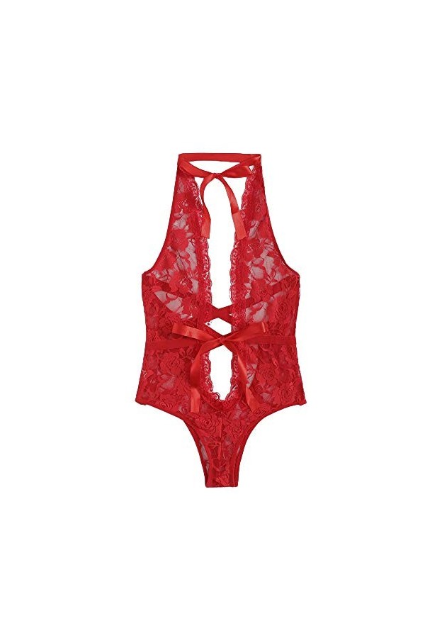 LDadgf Poupée basse, dos pour femme, lingerie sexy pour femme, vêtements de nuit, dentelle florale, lingerie sexy, uniforme s