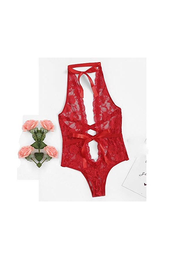 LDadgf Poupée basse, dos pour femme, lingerie sexy pour femme, vêtements de nuit, dentelle florale, lingerie sexy, uniforme s