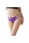 UOWEG sous-vêtements Dames Thong Culottes Sexy Briefs Bragas Thong Dentelle Pantalon Mot Femmes Lingerie Noir Satin Purple, 