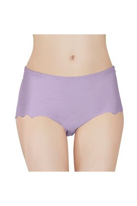 Culotte pour Femme Taille Haute Pantalons Triangle Stretch Slips Couleur Unie Shorts en Pur Coton et Soie Sexy de Absorbante 