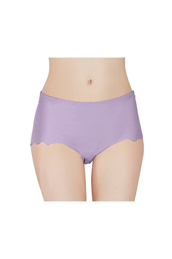 Culotte pour Femme Taille Haute Pantalons Triangle Stretch Slips Couleur Unie Shorts en Pur Coton et Soie Sexy de Absorbante 