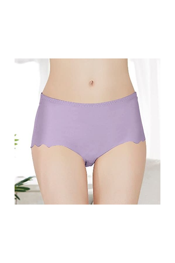 Culotte pour Femme Taille Haute Pantalons Triangle Stretch Slips Couleur Unie Shorts en Pur Coton et Soie Sexy de Absorbante 