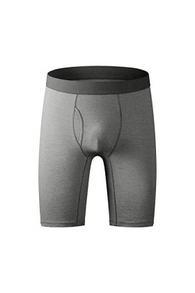 Beokeuioe Sous-vêtements de sport pour homme - Boxer de sport - Long avec empiècement - En bambou - Coupe ajustée, C gris., L