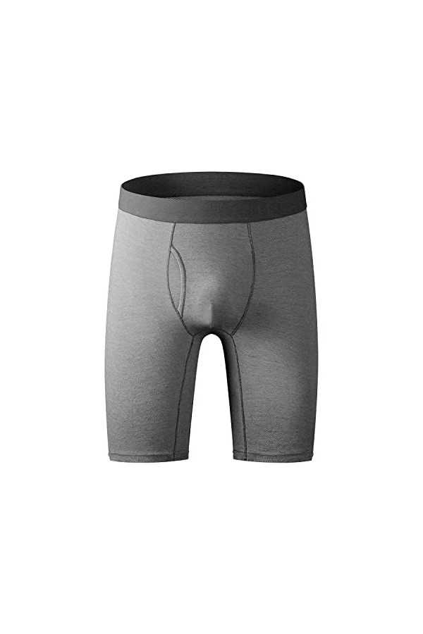 Beokeuioe Sous-vêtements de sport pour homme - Boxer de sport - Long avec empiècement - En bambou - Coupe ajustée, C gris., L