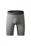 Beokeuioe Sous-vêtements de sport pour homme - Boxer de sport - Long avec empiècement - En bambou - Coupe ajustée, C gris., L