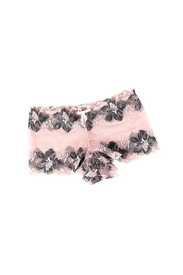 LDadgf Culotte sexy en dentelle avec imprimé en dentelle - Couleur contrastée - Motif roses - Pantalon dentrejambe en coton 