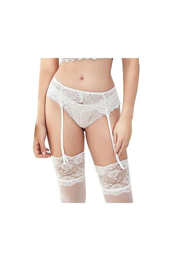 Varsbaby Porte-Jarretelles réglable en Dentelle Femme Sexy Jarretières peut être assorti avec des bas N034SL-M-Blue 