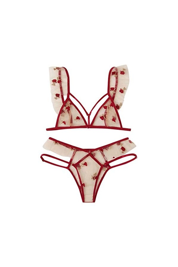 Ensemble Soutien Gorge et String Femme Sexy sous-Vetements 2 Pièce Vêtements De Nuit Dentelle Lingerie Sexy Ensemble Erotique