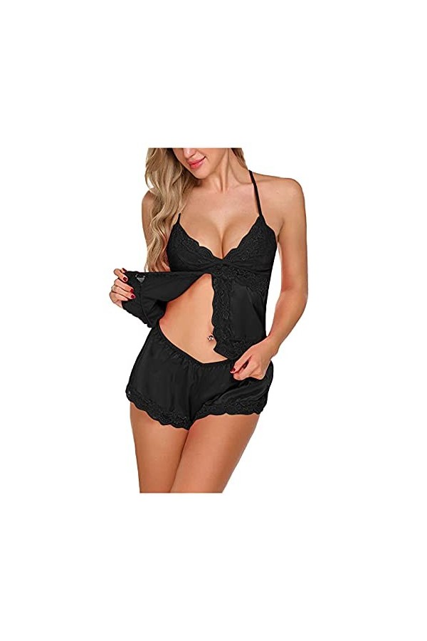 sous-Vetements Femme Sexy Ensemble Soutien Gorge et String Erotique Vêtements De Nuit 2 Pièce Lingerie Sexy Ensemble Dentelle