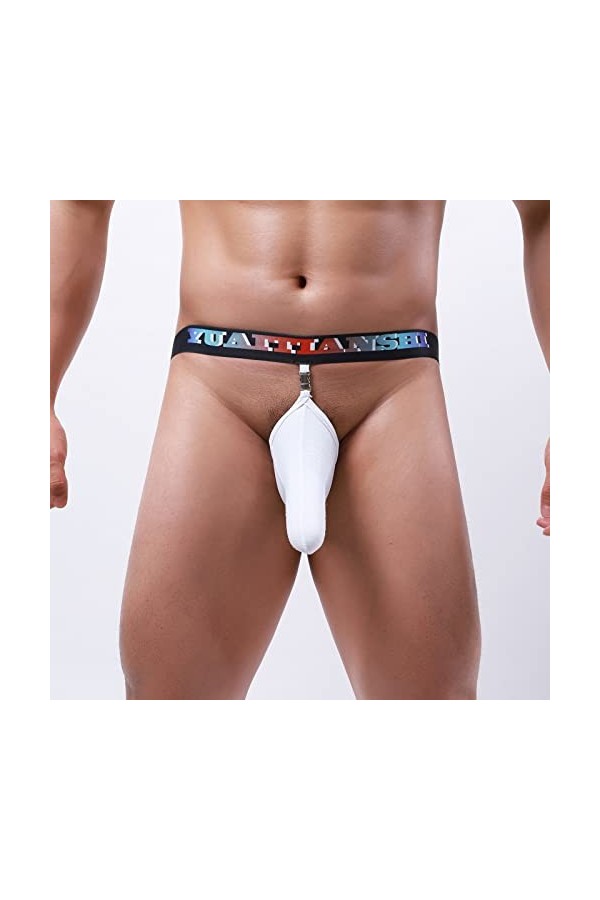Knickers Ride Up Sous-vêtement sexy pour homme à carreaux, Blanc., M