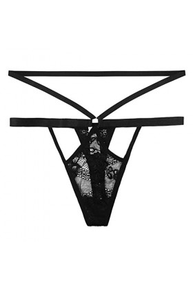 Hangpei Lingerie Coquine Hyper Sexy Ouverte Sexy Dentelle G String pour Femme Double Ceinture Taille Basse Culotte Femme sous