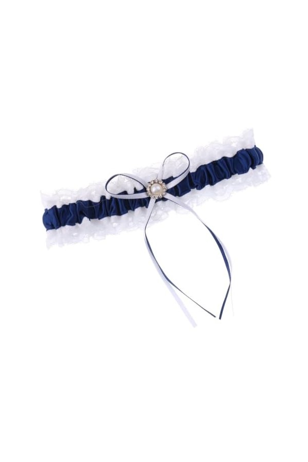 [Jarretière en satin pour femme] – Jarretière élégante en dentelle pour mariage, charme vintage DIY en bleu marine