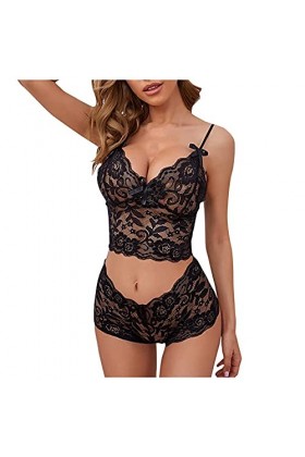 Lingerie Sexy Femme Coquine，Nuisette Sexy pour Femme Grande Taille en Dentelle Bandage Lingerie Sexy sous-VêTements Mode Pyja
