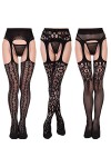 TMEOG Bas pour porte-jarretelles femme, Jarretières femme Collants et bas sexy femme Ceinture de Jarretière 3 pièces Modèle 