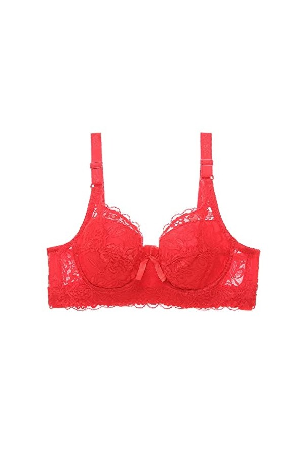 IKFIVQD Soutien-gorge sexy en dentelle pour femme - Soutien-gorge de sport pour femme, Rouge-C., 120D