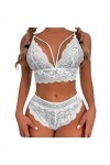 YWSTYllelty Sexy Lady Sheer Floral Lace Pyjama Lingerie Set Taille Haute Vêtements De Nuit Soutien-Gorge Et Culotte Deux Pièc