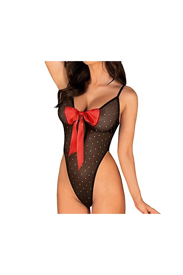 Ghemdilmn Black Point Sexy Lingerie Femme Shiying Frontière Petit Sexy Sexy Combinaison Body Avec Fente, Noir , S
