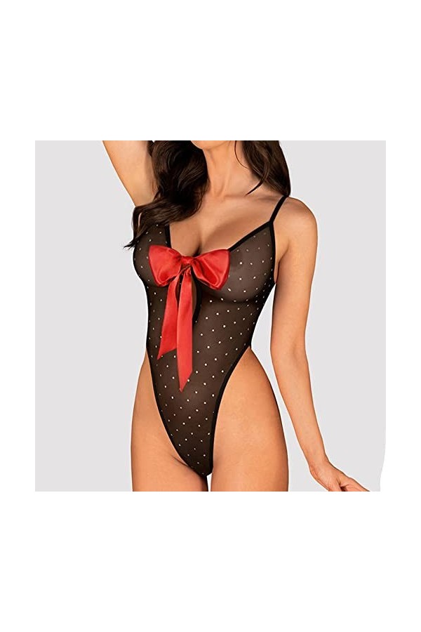 Ghemdilmn Black Point Sexy Lingerie Femme Shiying Frontière Petit Sexy Sexy Combinaison Body Avec Fente, Noir , S