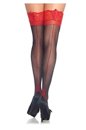 Leg Avenue Bas Cubains Duo Noir/Rouge Taille Unique