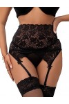Femme Porte-jarretelle Sexy Grande Taille Haute Dentelle Transparente Bas Porte Jarretelles Guepiere Ensemble Bas et Jarretiè