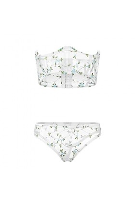 Ensemble de lingerie sexy en dentelle pour femme avec soutien-gorge et culotte, Blanc., XXXL