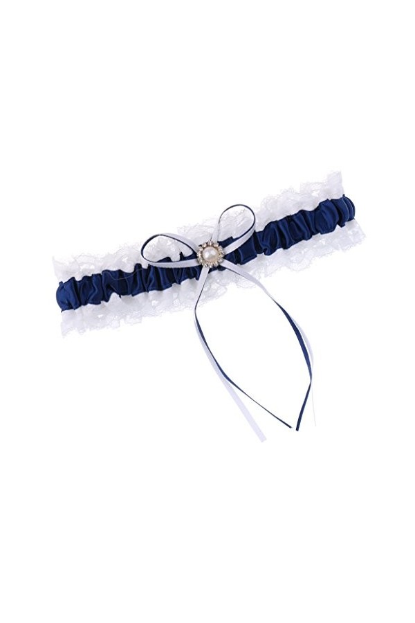 Gazechimp Jarretière pour Femme Mariage Cadeau Anniversaire Dentelle en Satin Vintage DIY - Bleu marin