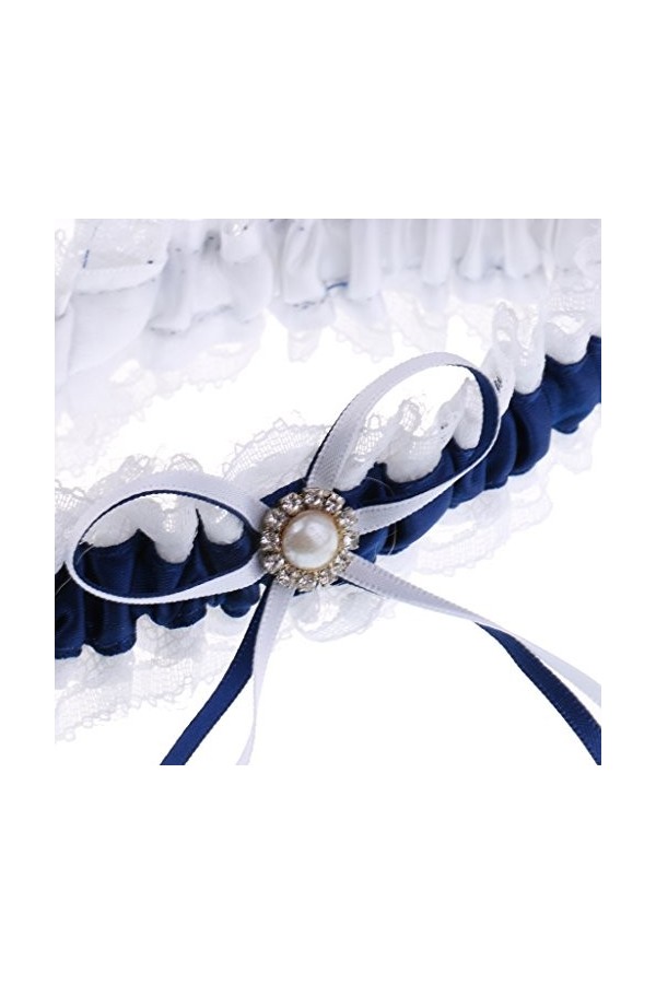 Gazechimp Jarretière pour Femme Mariage Cadeau Anniversaire Dentelle en Satin Vintage DIY - Bleu marin