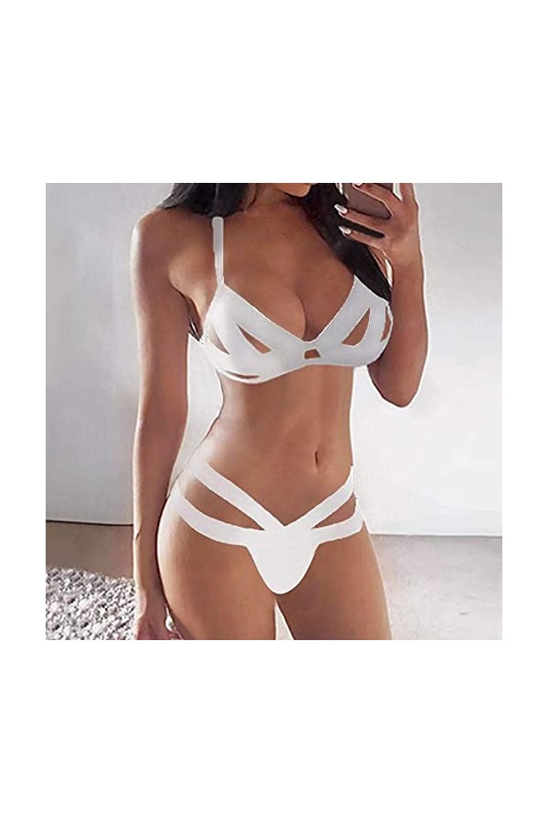 sous-Vetements Femme Erotique Lingerie Sexy Ensemble Dentelle Ensemble Soutien Gorge et String 2 Pièce Vêtements De Nuit Sexy