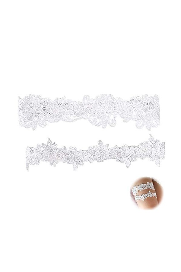 J Jixista Jarretière de Mariage Bas Sexy Bowknot Mariée Mariage Porte Jarretelles en Dentelle avec Toss Away Fleur Décor Élas