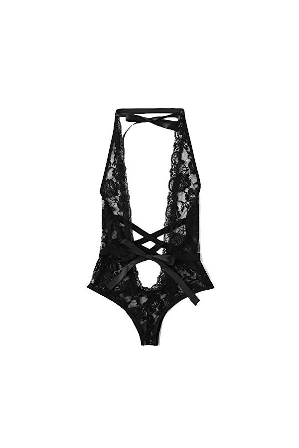LDadgf Poupée basse, dos pour femme, lingerie sexy pour femme, vêtements de nuit, dentelle florale, lingerie sexy, uniforme s