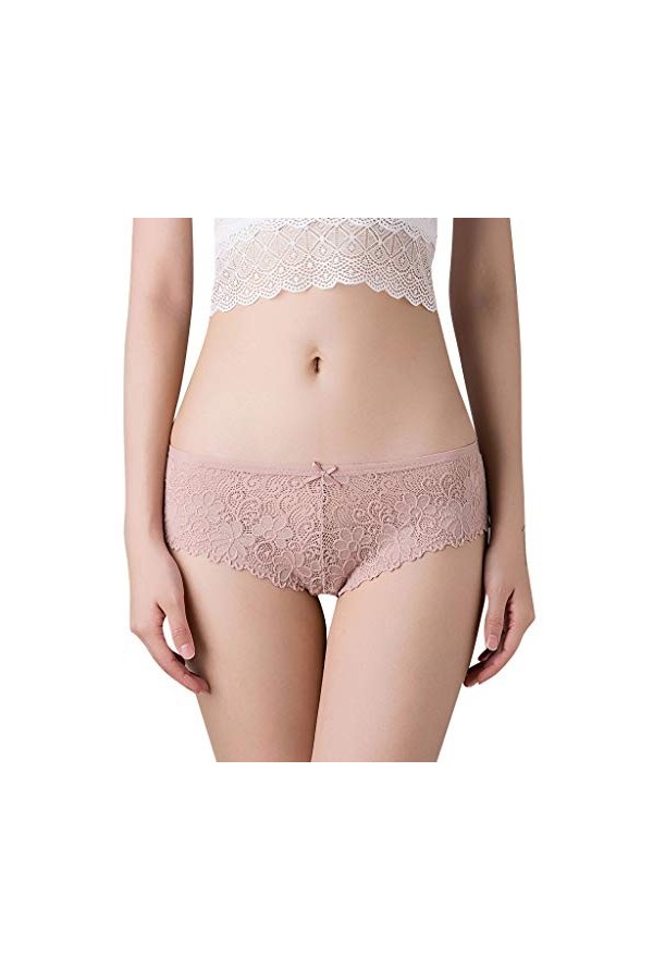 UOWEG Sexy Thong Culottes Mots Briefs Dentelle Femmes Pantalon sous-vêtements Bragas Thong Lace Lingerie Set Pink, One Size 