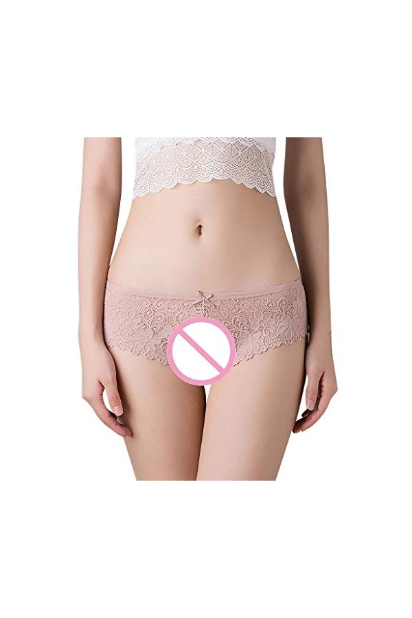 UOWEG Sexy Thong Culottes Mots Briefs Dentelle Femmes Pantalon sous-vêtements Bragas Thong Lace Lingerie Set Pink, One Size 