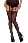 Obsessive bas pour porte-jarretelles dans une boîte, bourgogne/noir, XXL