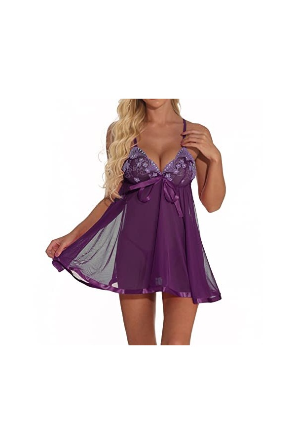 Nuisettes Sexy Femme Coquine Lingerie Harness Nuit Mini Robe Slutty Hot Clubwear Élastique See Through Mini Short Seduction L
