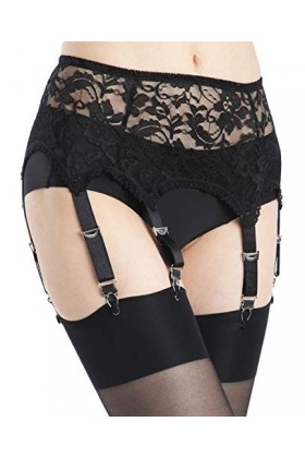 Aurueda Porte-jarretelles en Dentelle avec 6 Bretelles Porte-jarretelles Extensible pour Bas de Cuisse de Lingerie