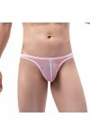 Sous-vêtements longs pour homme, solide, sexy, respirant, taille basse, transparent, Rose, L